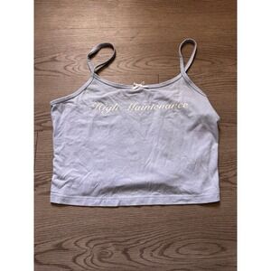 High Maintenance Graphic Cami Top Light Blue Y2K Cropped Tank with Bow Womens